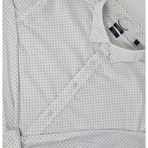 Faherty Movement Shirt Mens XL White w/ Blue AOP Lightweight Stretch Long Sleeve